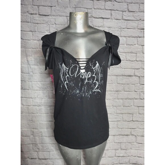Demi Loon Laser Black Vamp Bat Tank Top Size 2X Plus - Picture 1 of 7